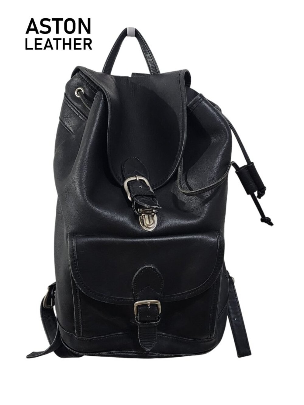 ASTON Leather Medium Backpack w/ solid brass hardware.